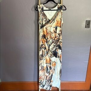 Swirl Print Bodycon Maxi Dress